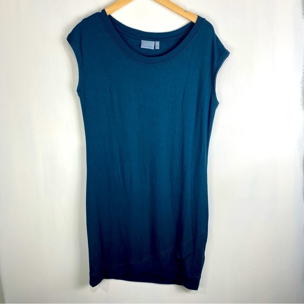 Athleta Super Soft Spandex Athleisure Sleeveless Mini Dress Turquoise Size Small
